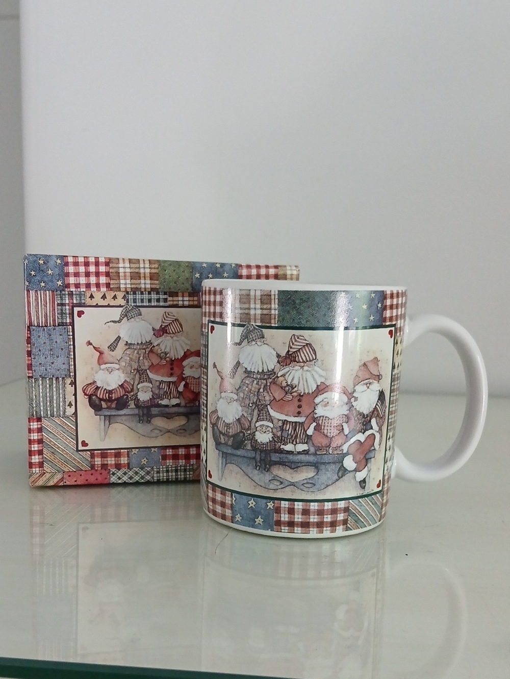 SANTAS ON THE SHELF Mug 1997 Lang & Wise art by Sherri Buck Baldwin NIB